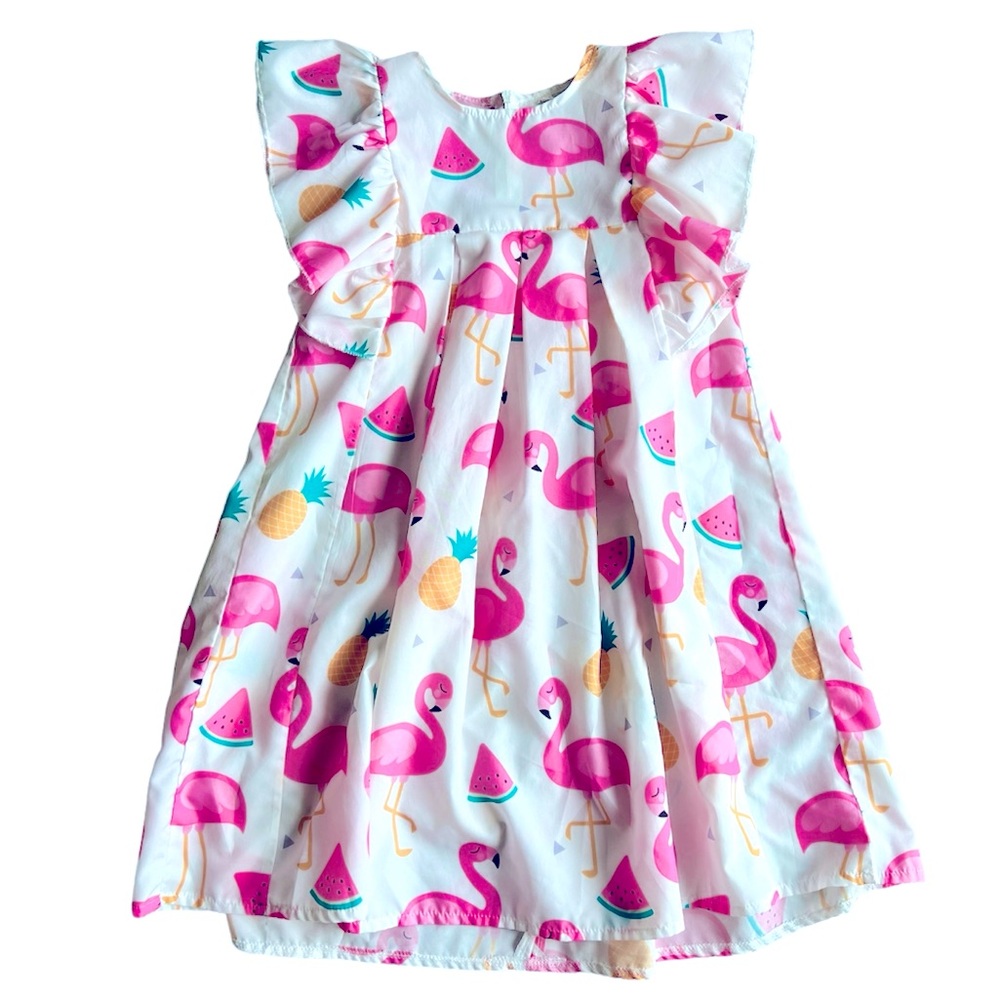 🛍️10x$30 🦩Flamingo Sleeveless Ruffle Dress - Swim Coverup
